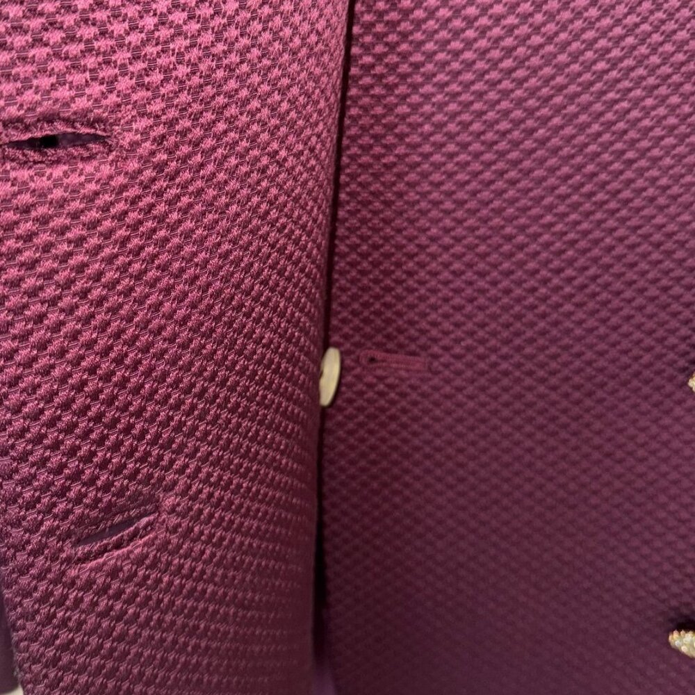 Elegant NEW NEVER WORN burgundy special occasion outfit, silk+wool, Size 12-14, - Picture 7 of 11